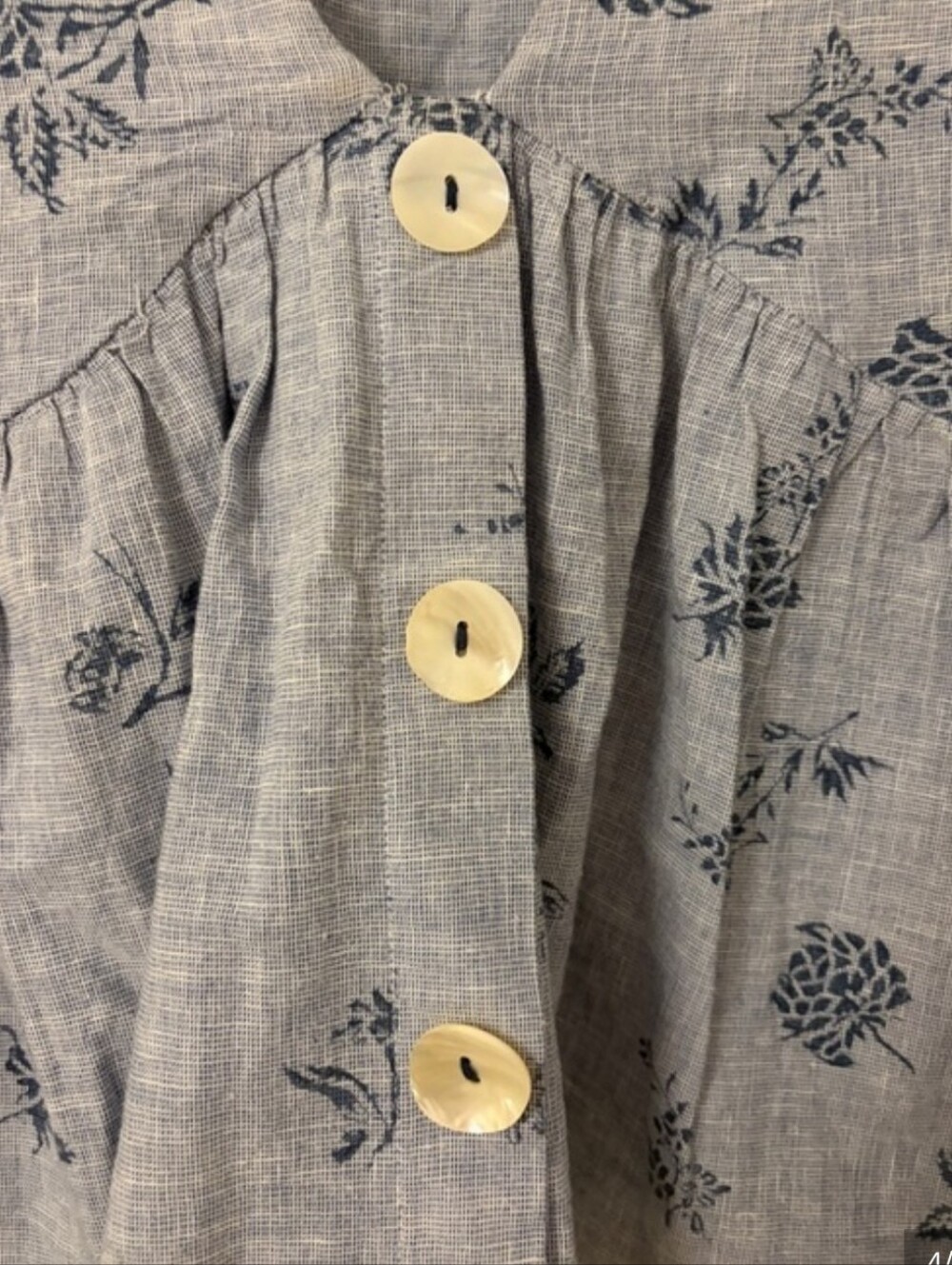Zara 100% Cotton Light Blue Floral V-Neck Peplum Blouse - Picture 5 of 9